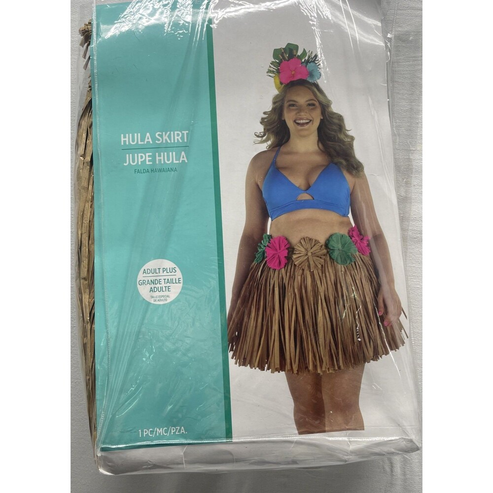 Adult Plus Size XXL Costumes Hula Grass Skirt Mimi Raffia Halloween Costume NEW! - Picture 1 of 10